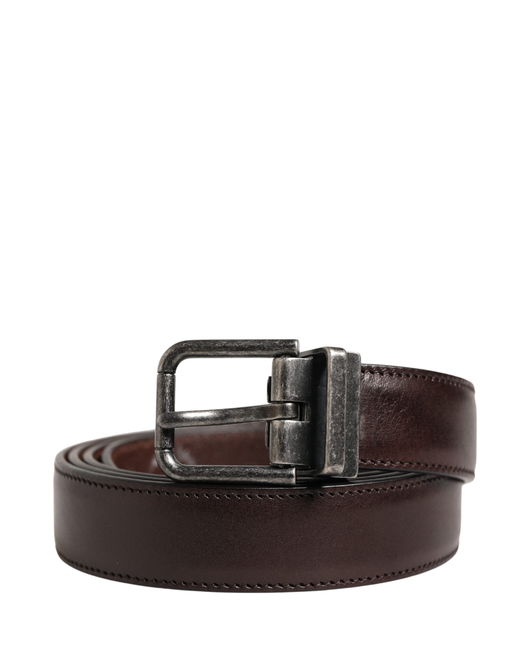 Dolce & Gabbana Herren Brauner Klassischer Ledergürtel mit Metallschnalle