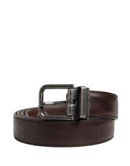 Dolce & Gabbana Herren Brauner Klassischer Ledergürtel mit Metallschnalle