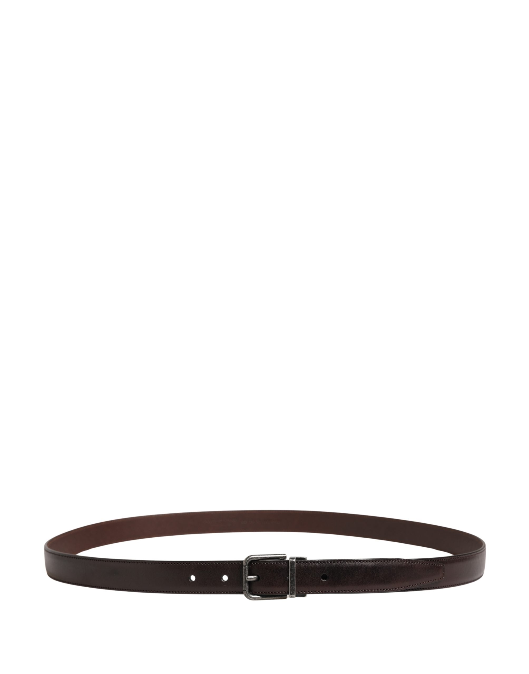 Dolce & Gabbana Herren Brauner Klassischer Ledergürtel mit Metallschnalle
