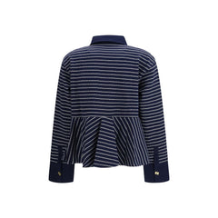 Ganni Blue Cotton Polo Shirt