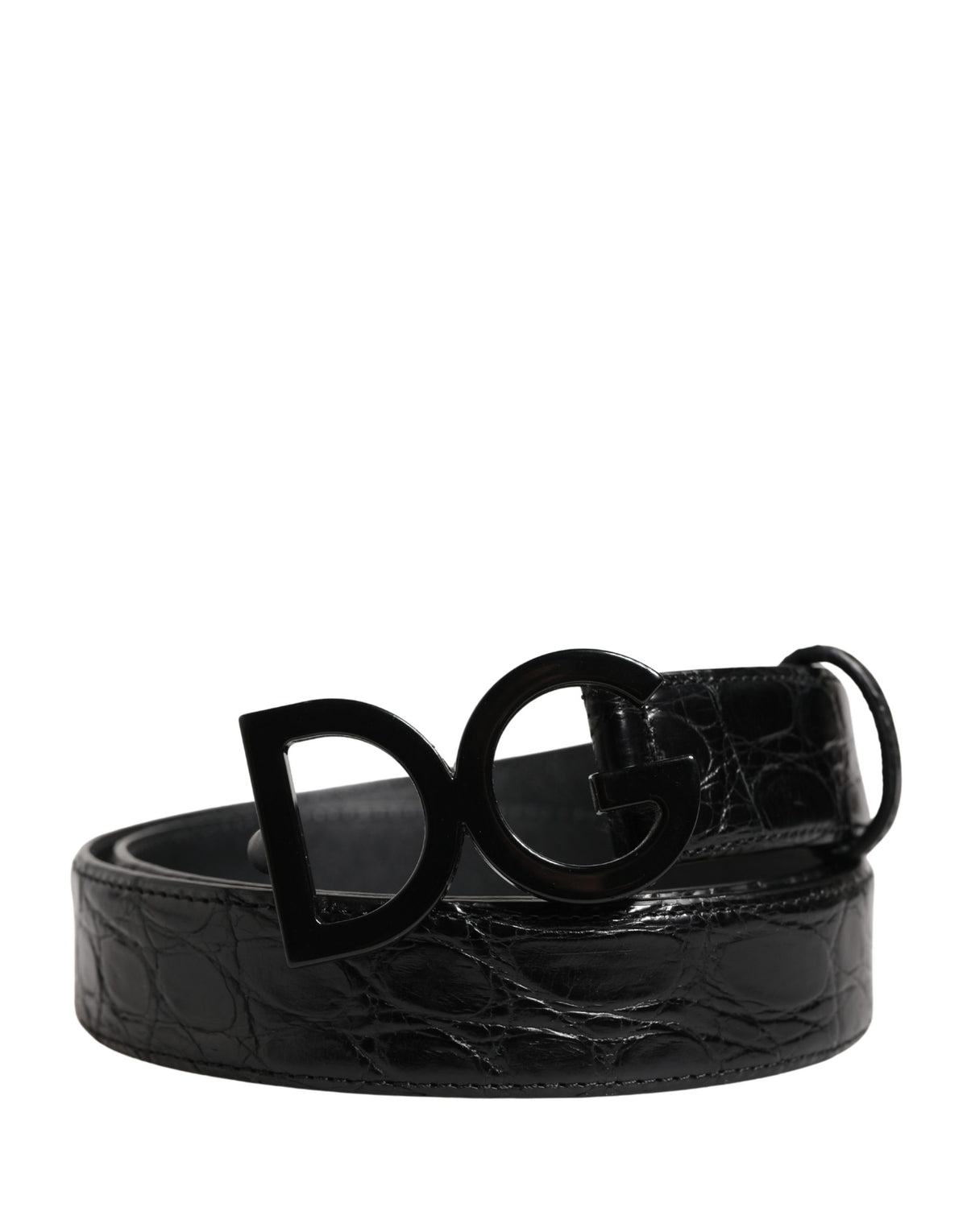 Dolce & Gabbana Herren Gürtel Schwarzes Exotisches Leder Logoschnalle