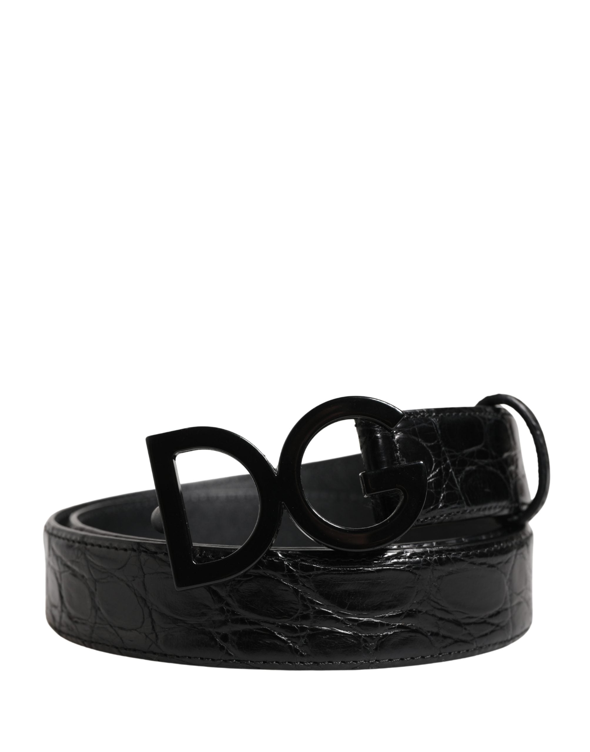 Dolce & Gabbana Herren Gürtel Schwarzes Exotisches Leder Logoschnalle