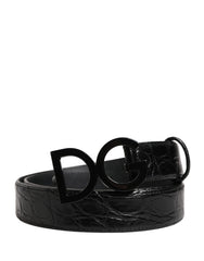 Dolce & Gabbana Herren Gürtel Schwarzes Exotisches Leder Logoschnalle