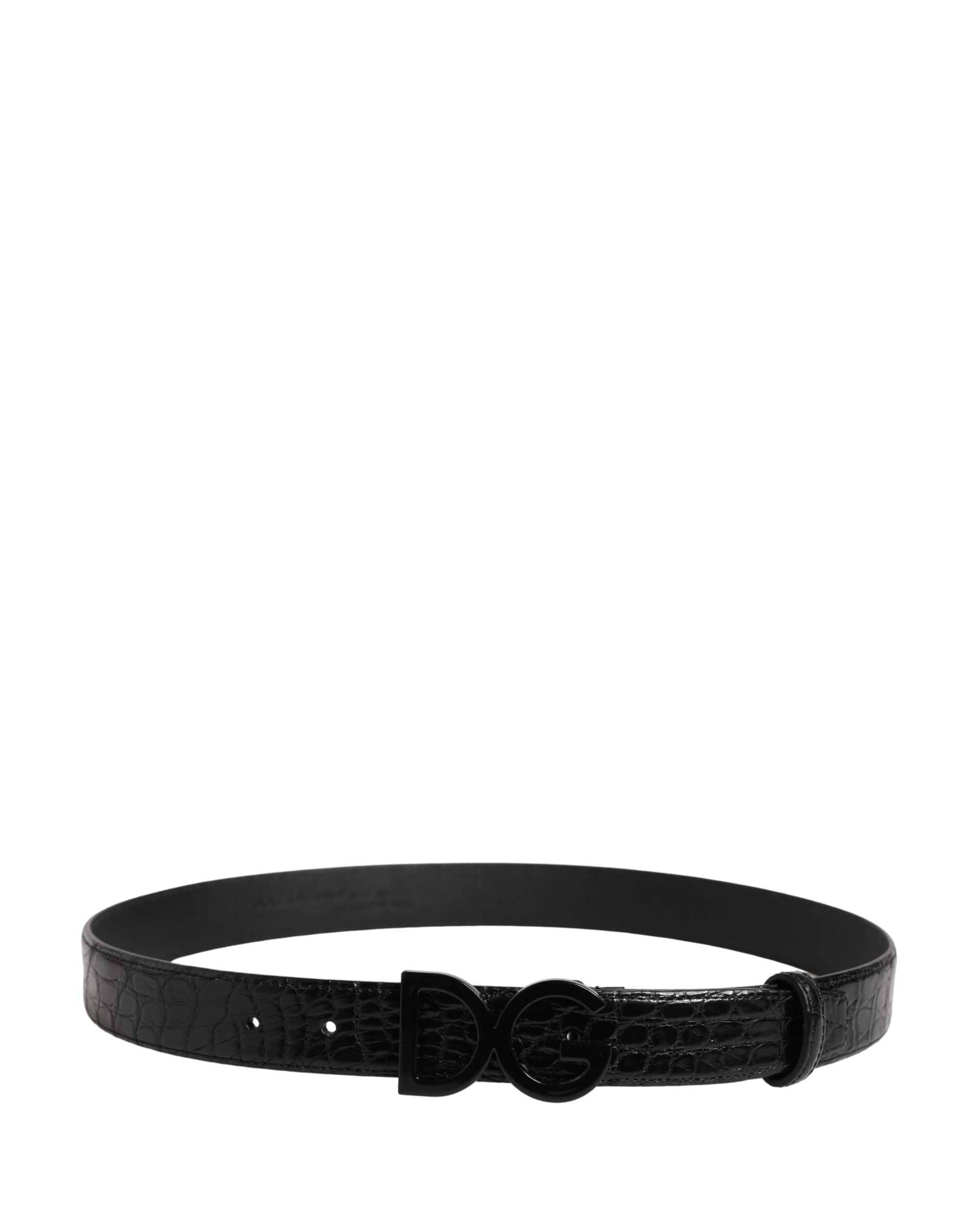 Dolce & Gabbana Herren Gürtel Schwarzes Exotisches Leder Logoschnalle