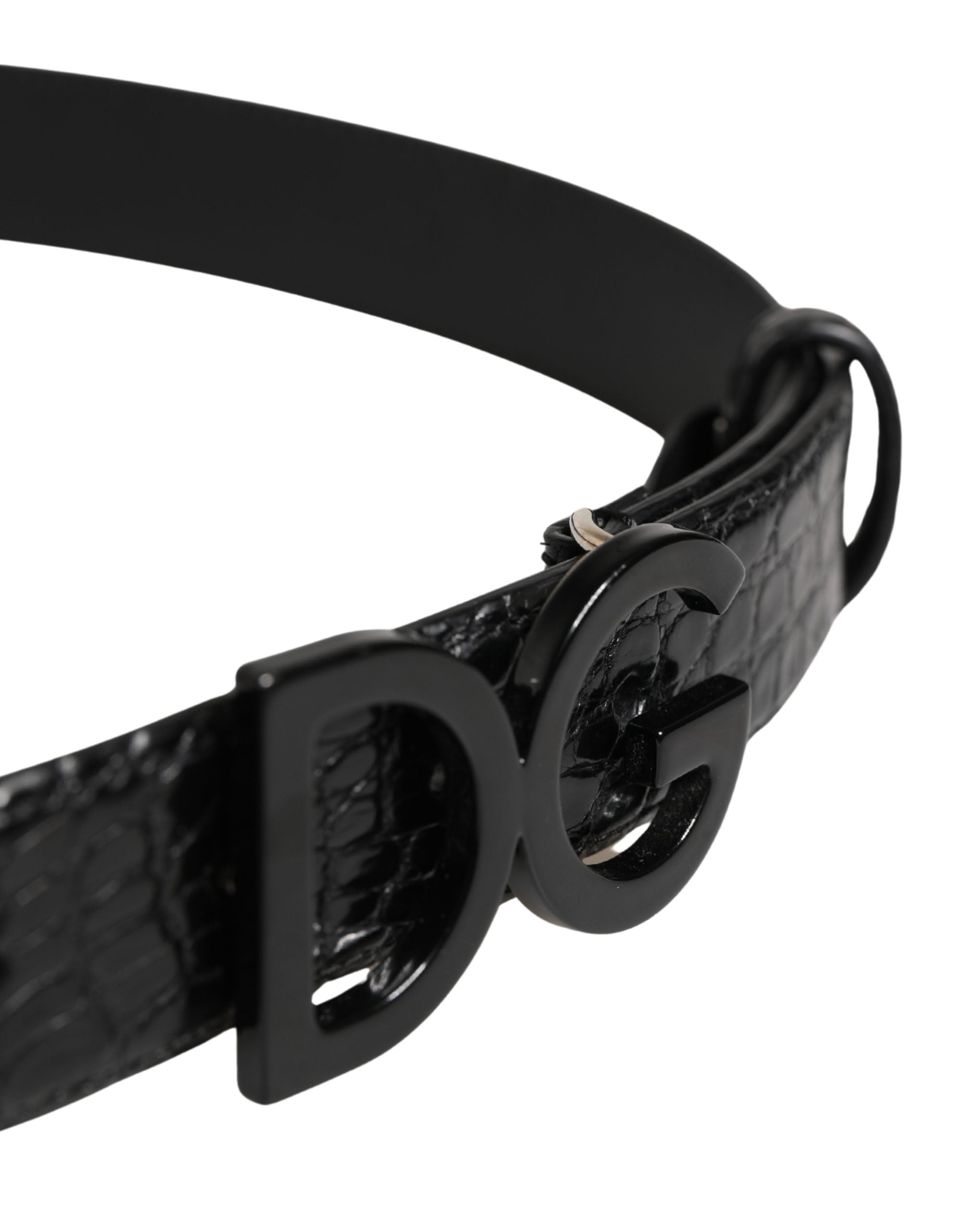 Dolce & Gabbana Herren Gürtel Schwarzes Exotisches Leder Logoschnalle