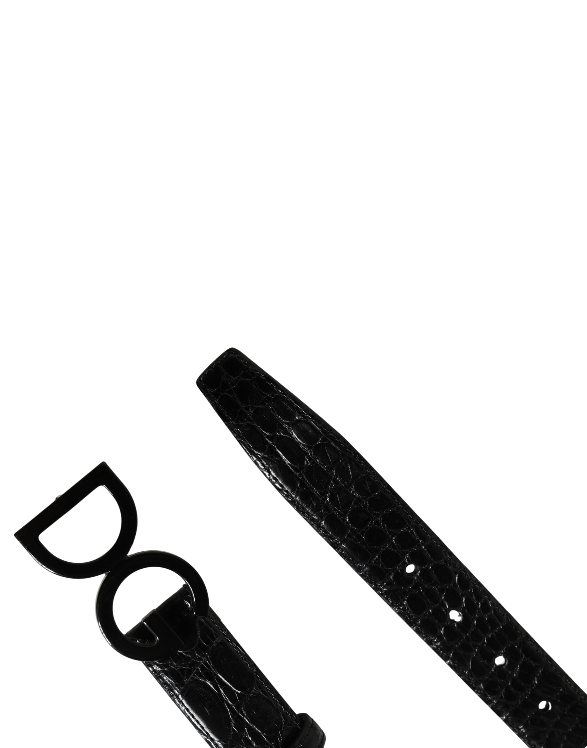 Dolce & Gabbana Herren Gürtel Schwarzes Exotisches Leder Logoschnalle