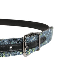 Dolce & Gabbana Herren Gürtel mit mehrfarbigen Pailletten und Silberschnalle