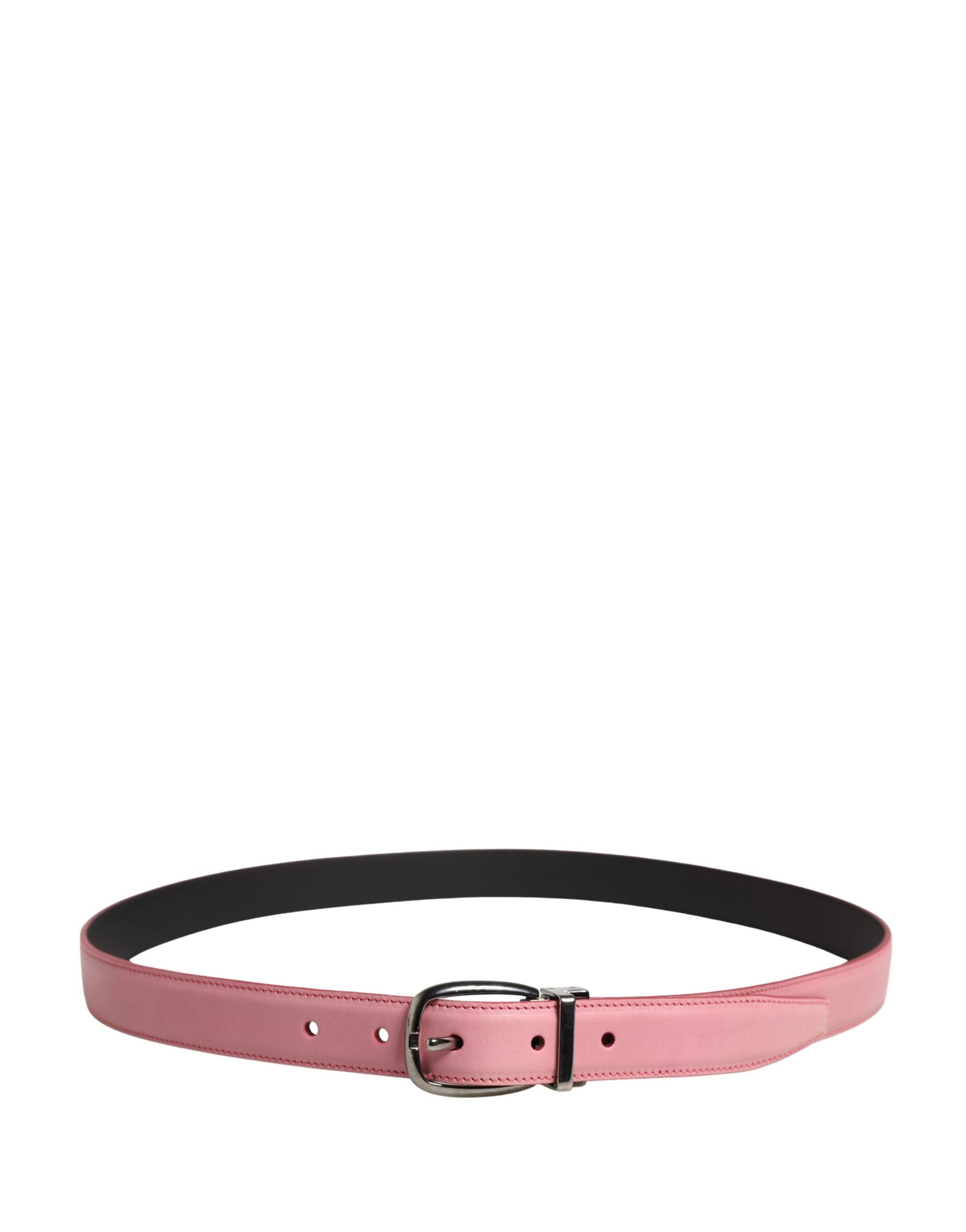 Dolce & Gabbana Herren Rosa Klassischer Ledergürtel mit Metallschnalle