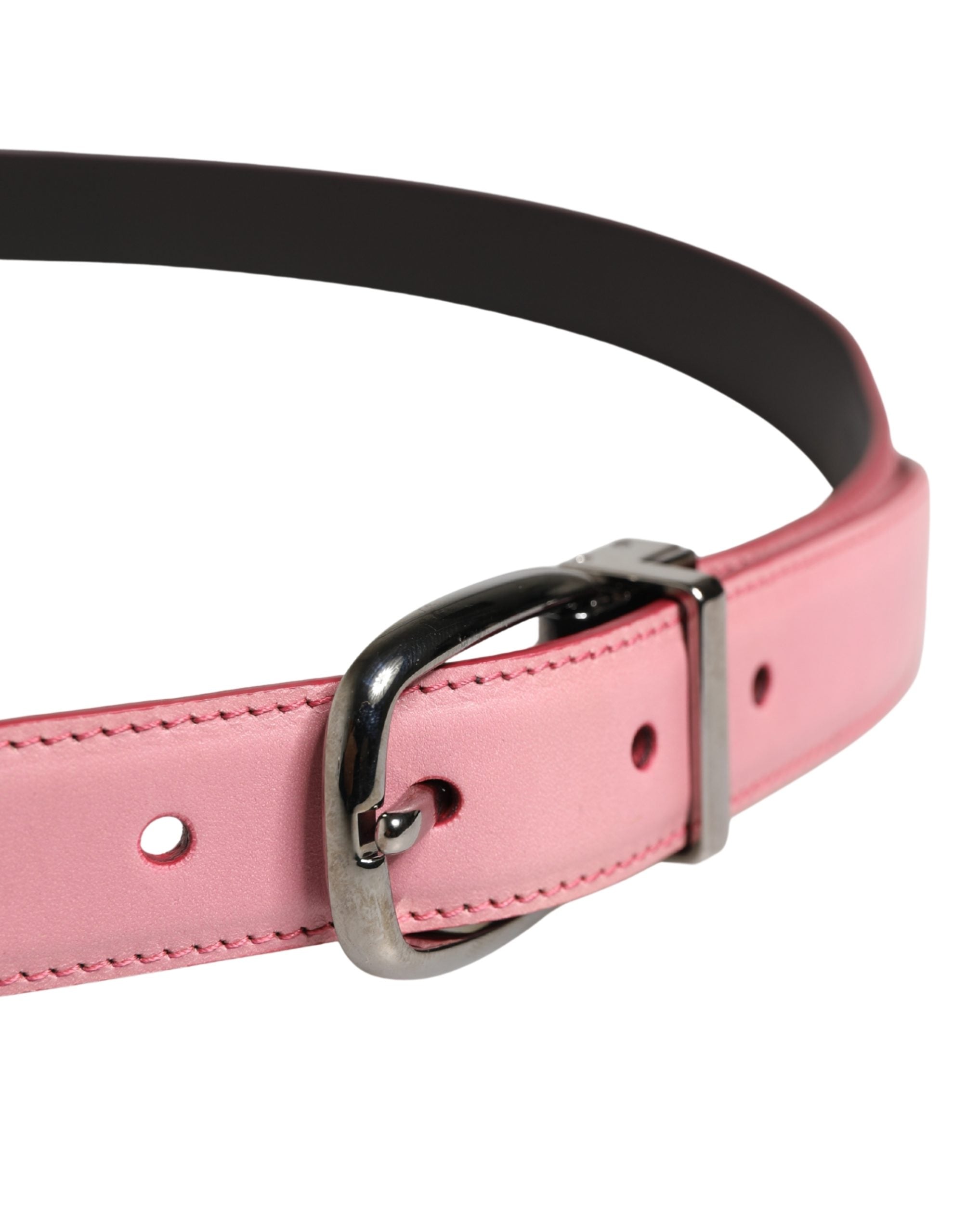 Dolce & Gabbana Herren Rosa Klassischer Ledergürtel mit Metallschnalle