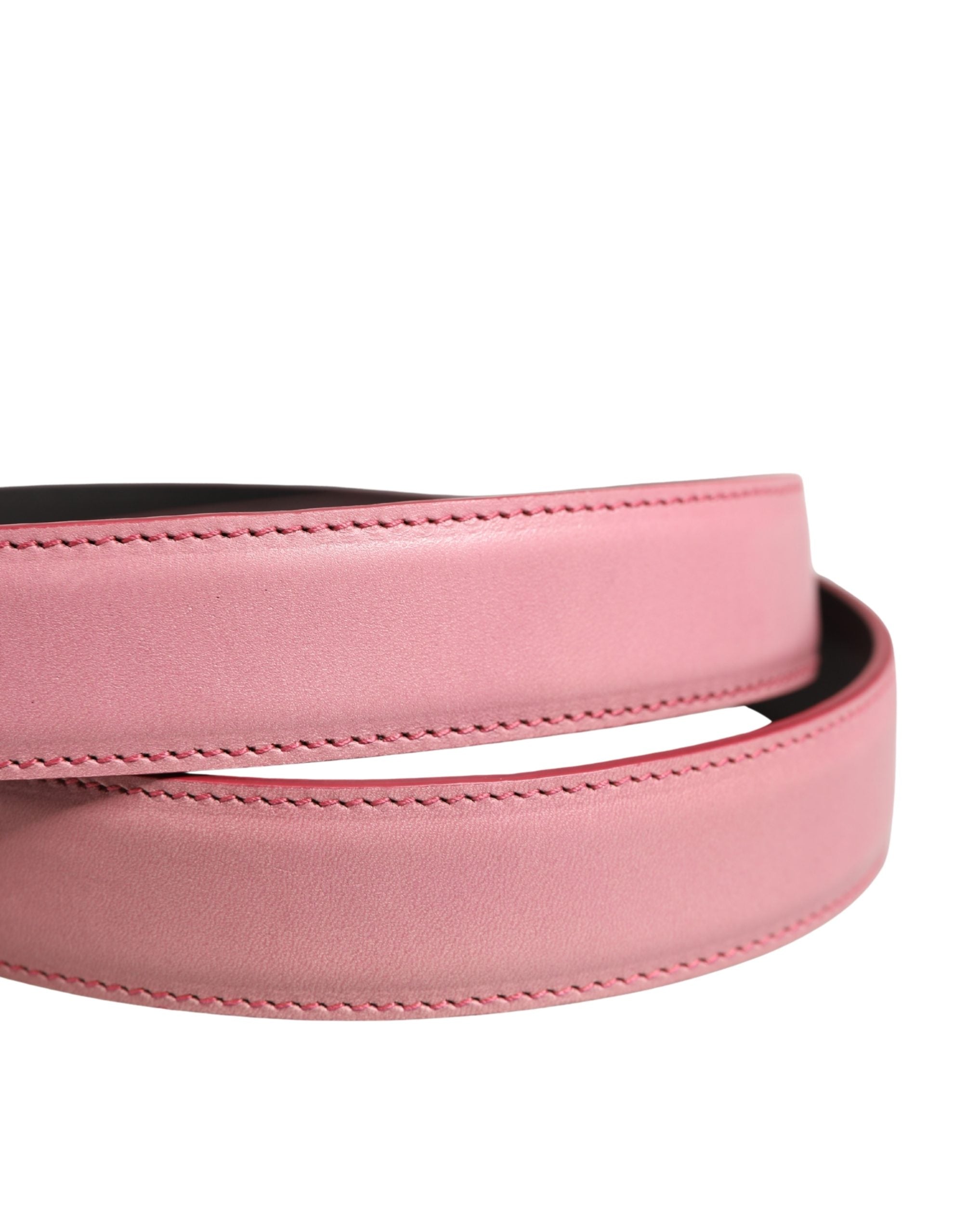 Dolce & Gabbana Herren Rosa Klassischer Ledergürtel mit Metallschnalle