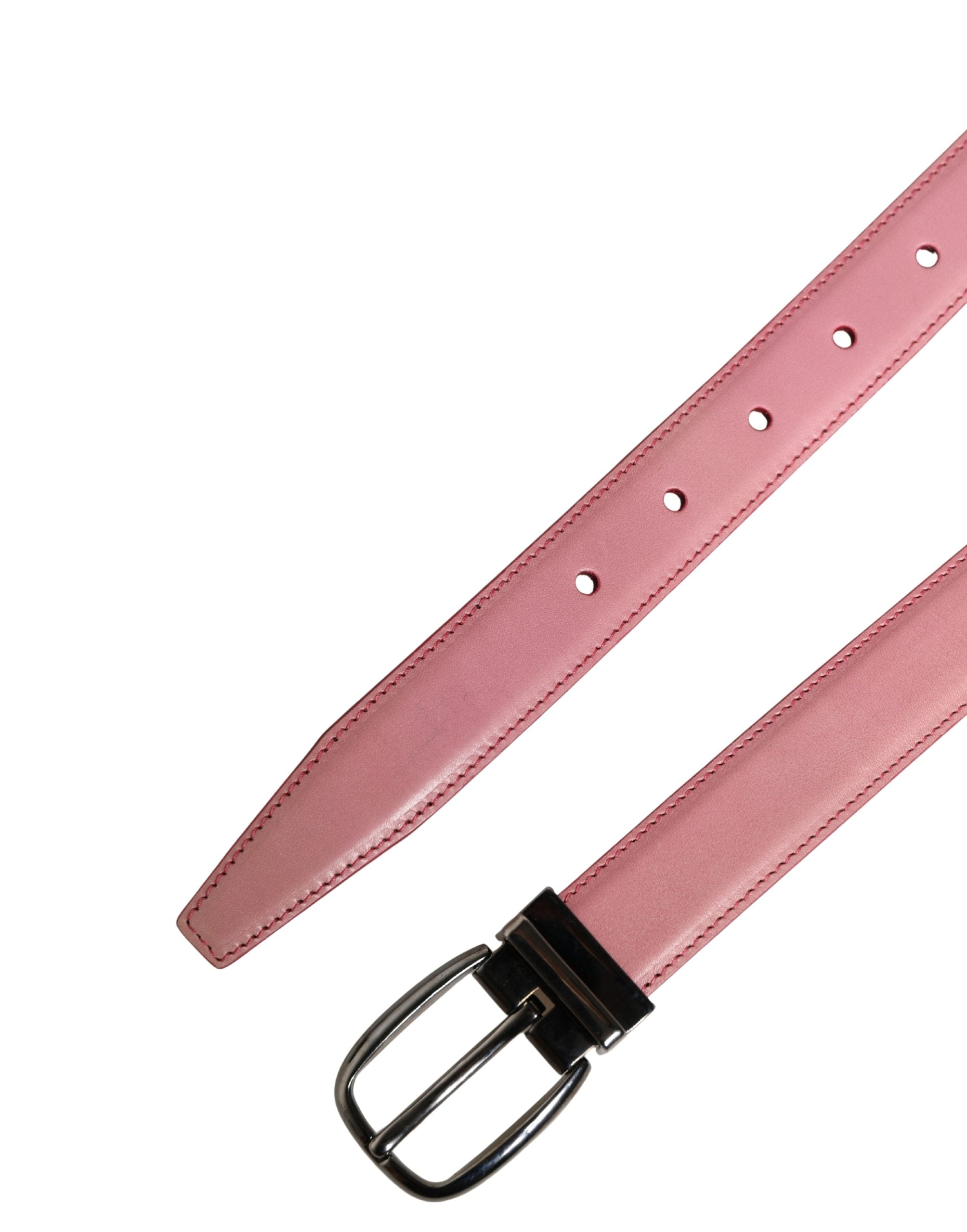 Dolce & Gabbana Herren Rosa Klassischer Ledergürtel mit Metallschnalle
