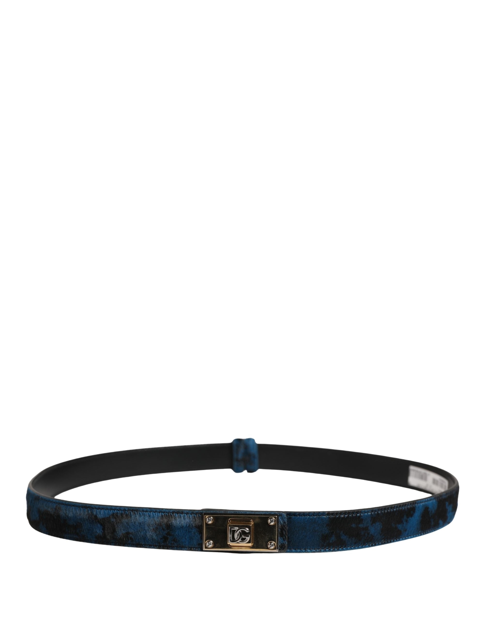 Dolce & Gabbana Herren Gürtel aus blauem Kalbsleder mit Metallschnalle und Logo