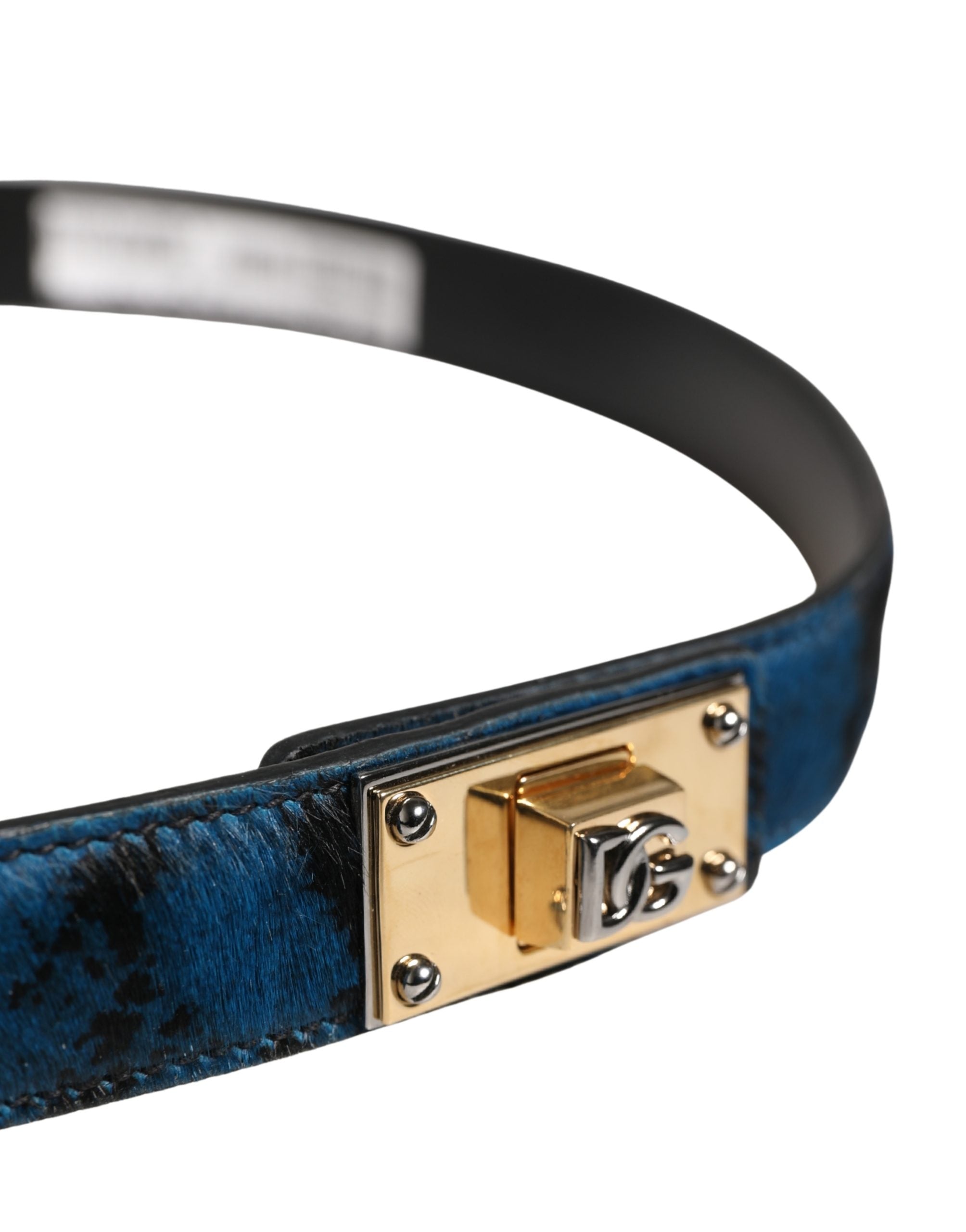 Dolce & Gabbana Herren Gürtel aus blauem Kalbsleder mit Metallschnalle und Logo