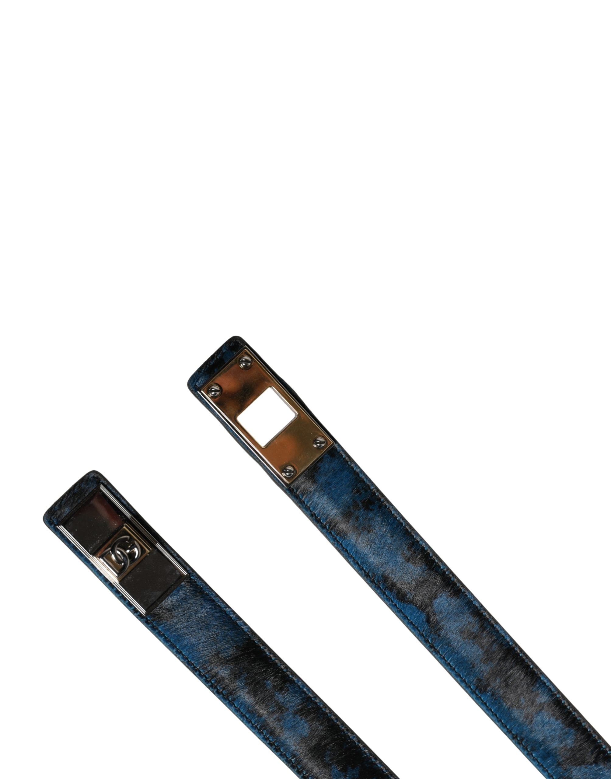 Dolce & Gabbana Herren Gürtel aus blauem Kalbsleder mit Metallschnalle und Logo