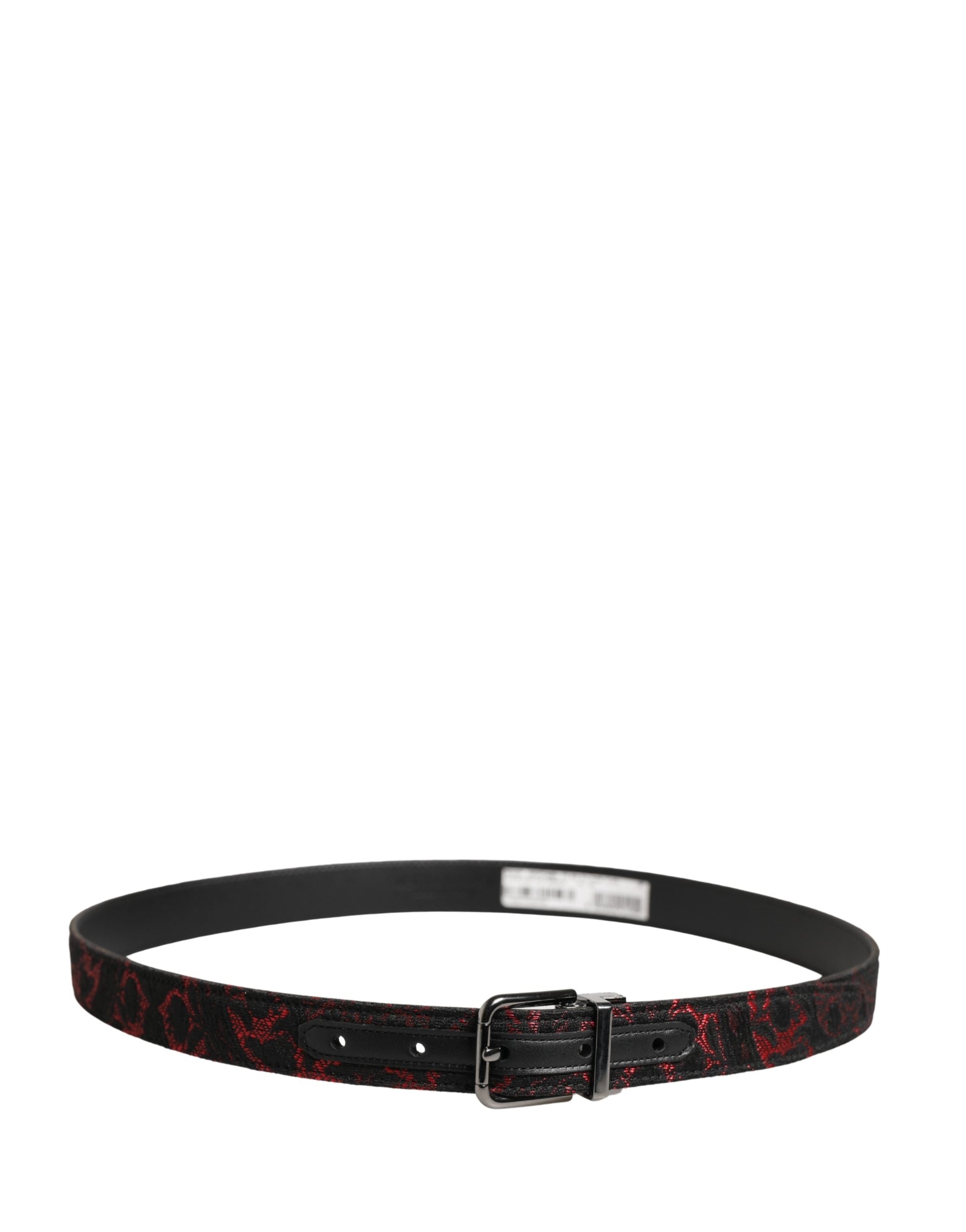 Dolce & Gabbana Gürtel aus schwarzem und rotem Polyester mit silberner Metallschnalle