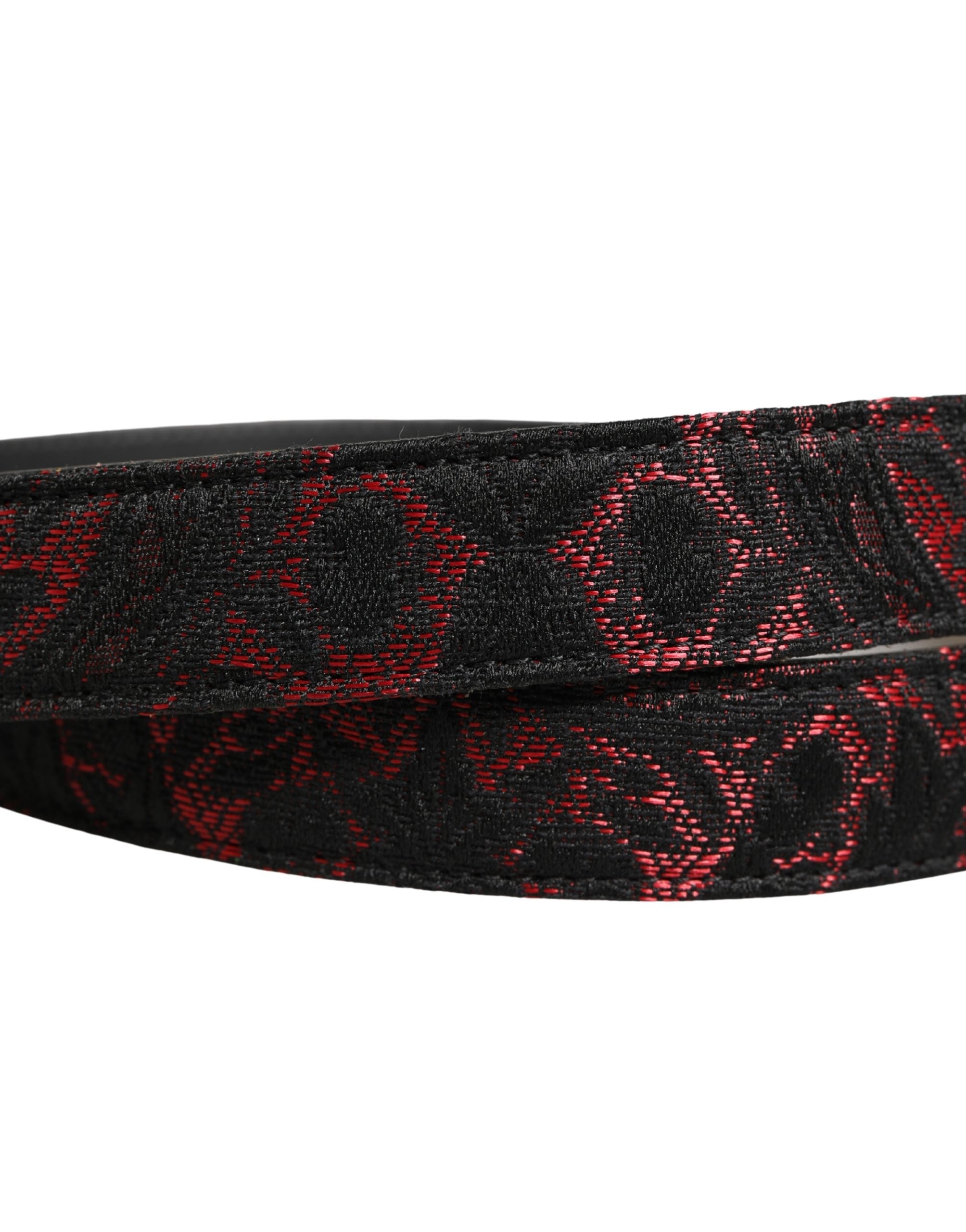 Dolce & Gabbana Gürtel aus schwarzem und rotem Polyester mit silberner Metallschnalle