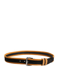 Dolce & Gabbana Heren Zwart Oranje Polyester Metalen Gesp Riem