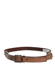 Dolce & Gabbana Herren Brauner Klassischer Ledergürtel mit Metallschnalle