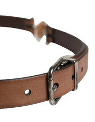 Dolce & Gabbana Herren Brauner Klassischer Ledergürtel mit Metallschnalle