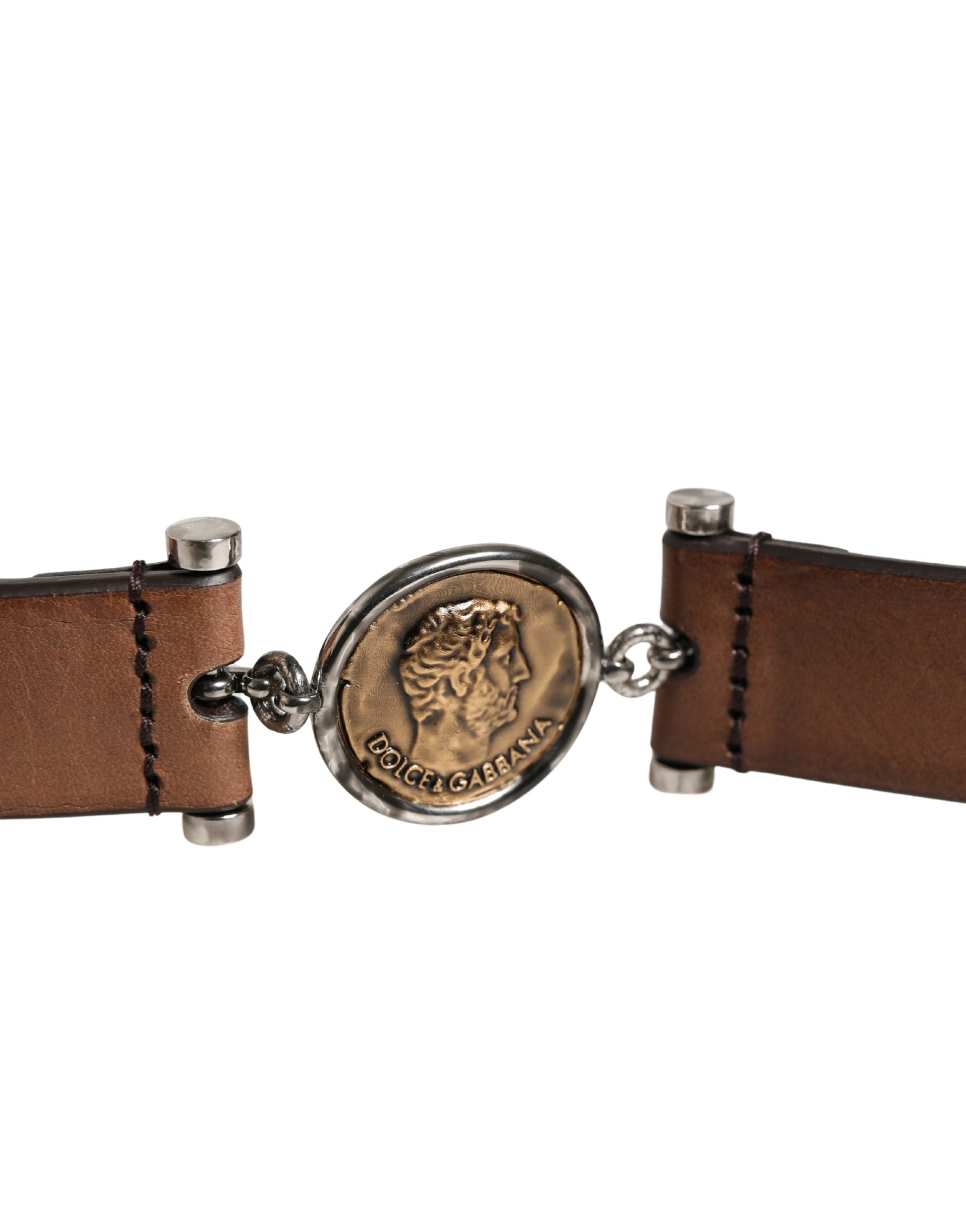 Dolce & Gabbana Herren Brauner Klassischer Ledergürtel mit Metallschnalle