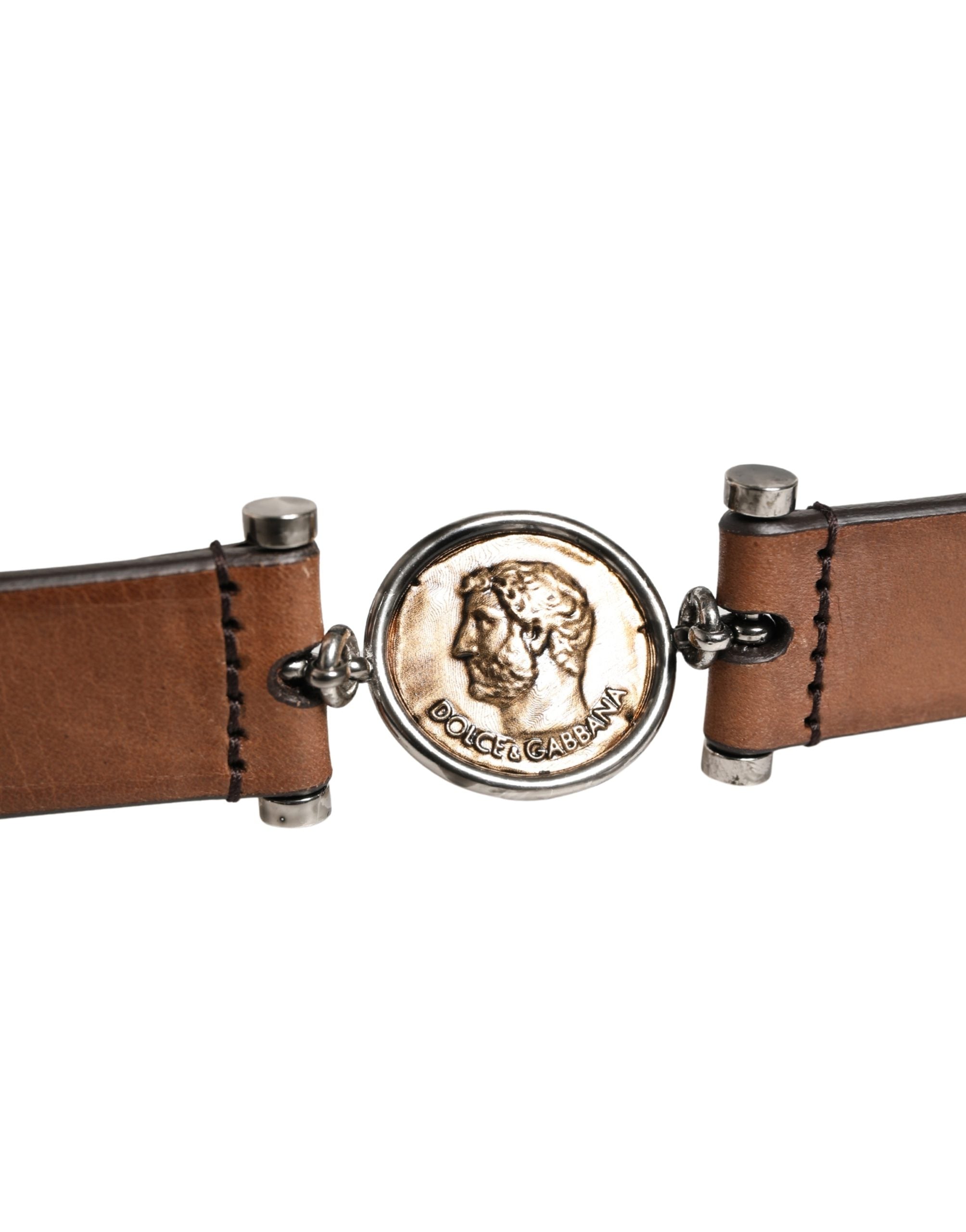 Dolce & Gabbana Herren Brauner Klassischer Ledergürtel mit Metallschnalle