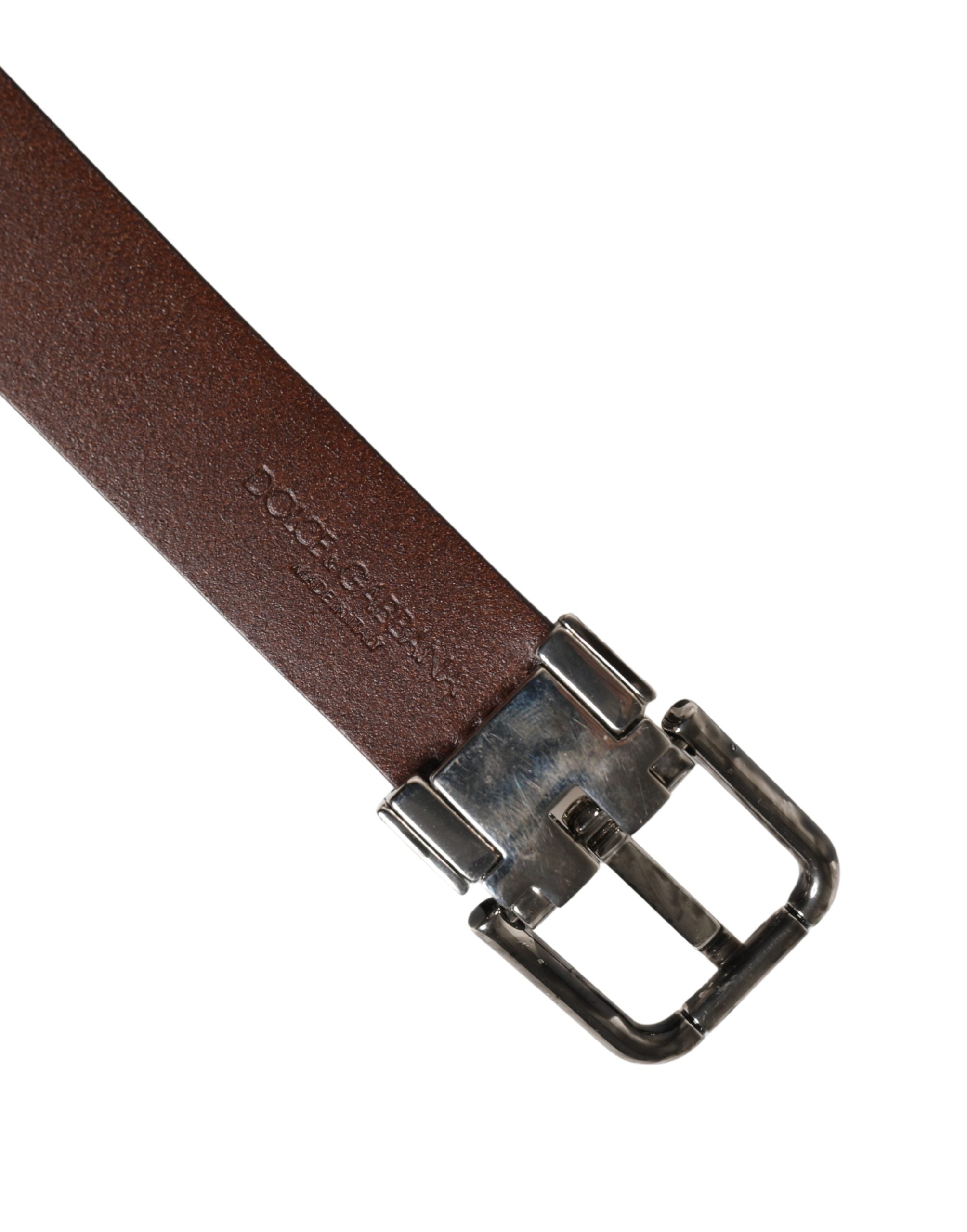 Dolce & Gabbana Herren Brauner Klassischer Ledergürtel mit Metallschnalle