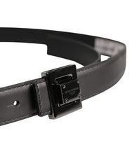Dolce & Gabbana Heren Zilveren Klassieke Leren Vierkante Gesp Riem