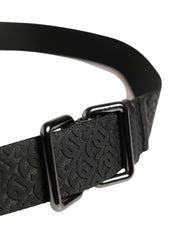 Dolce & Gabbana Heren Zwarte DG Logo Polyester Metalen Gespriem