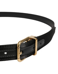 Dolce & Gabbana Herren Schwarzer Klassischer Viskosegürtel mit Metallschnalle