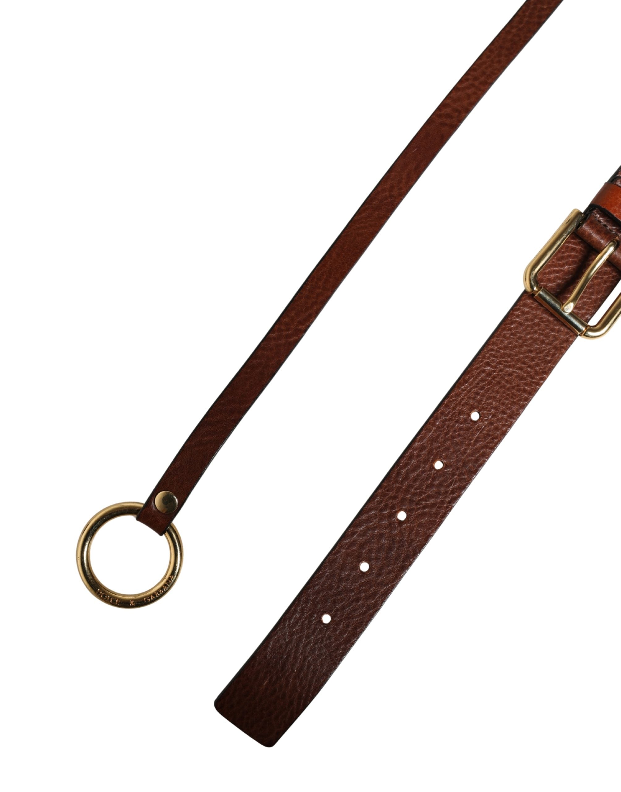 Dolce & Gabbana Herren Brauner Klassischer Ledergürtel mit Metallschnalle