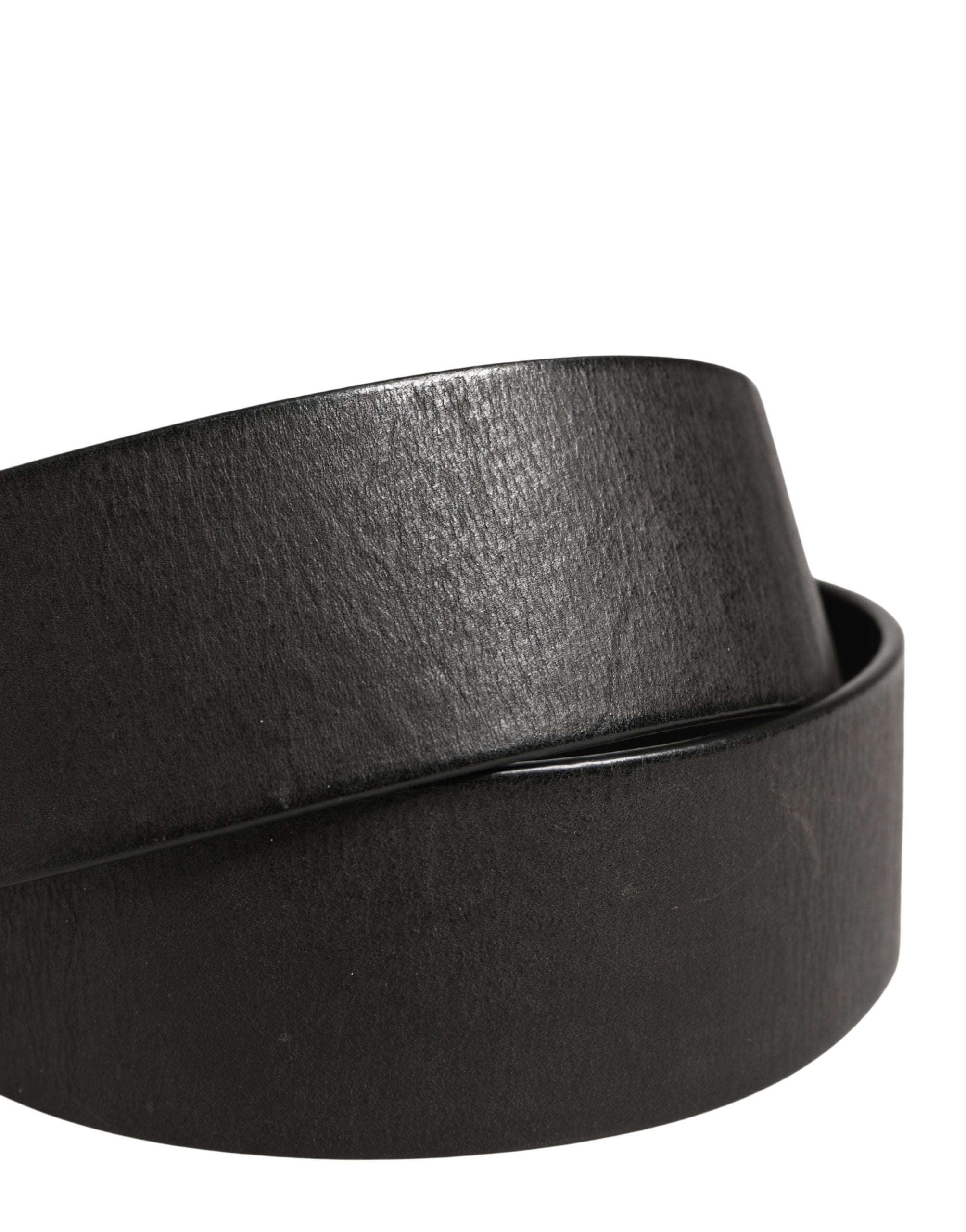 Dolce & Gabbana Herren Schwarzer Klassischer Ledergürtel mit Metallschnalle