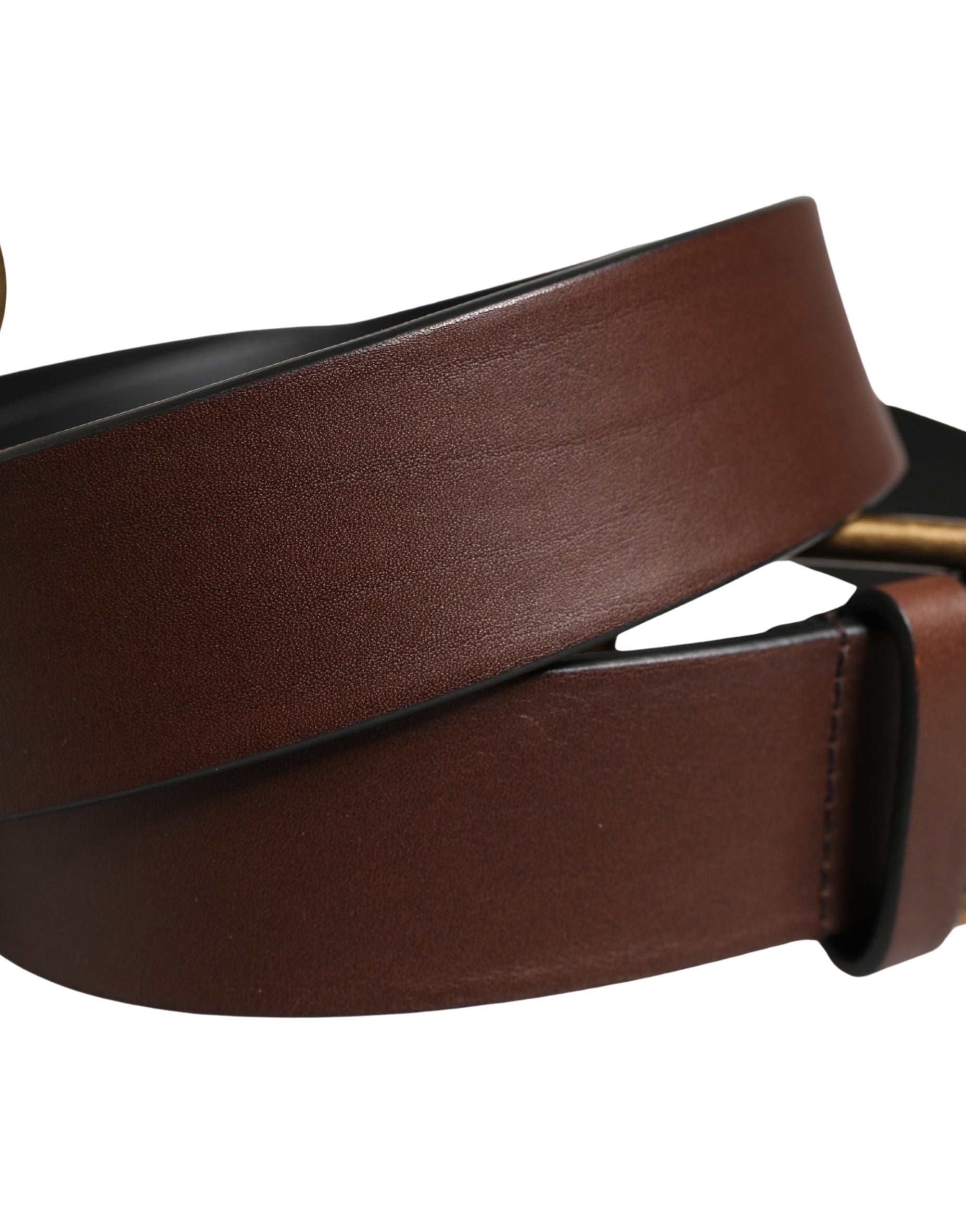 Dolce & Gabbana Herren Brauner Klassischer Ledergürtel mit Metallschnalle