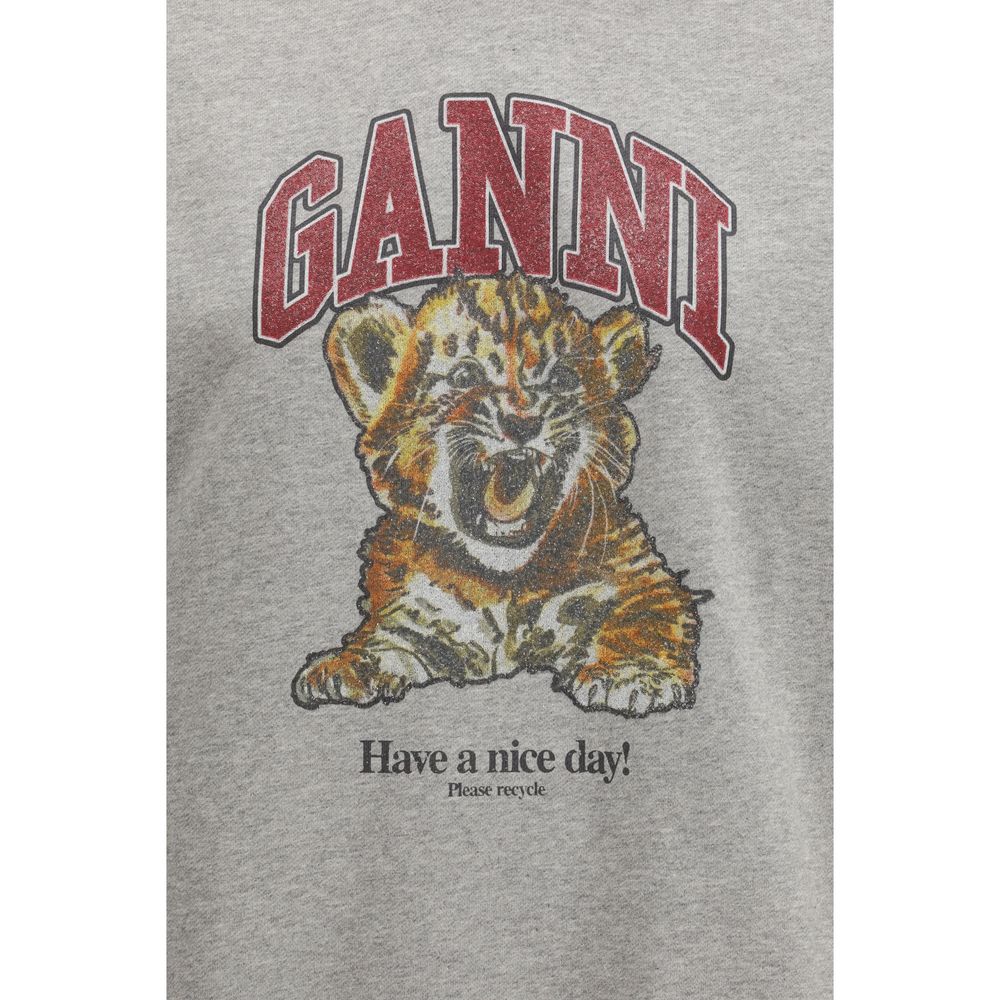 Ganni graues Baumwoll-Sweatshirt