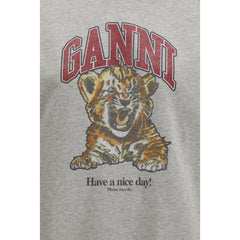 Ganni graues Baumwoll-Sweatshirt