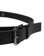 Dolce & Gabbana Herren Gürtel aus schwarzem Kalbsleder mit Metallschnalle