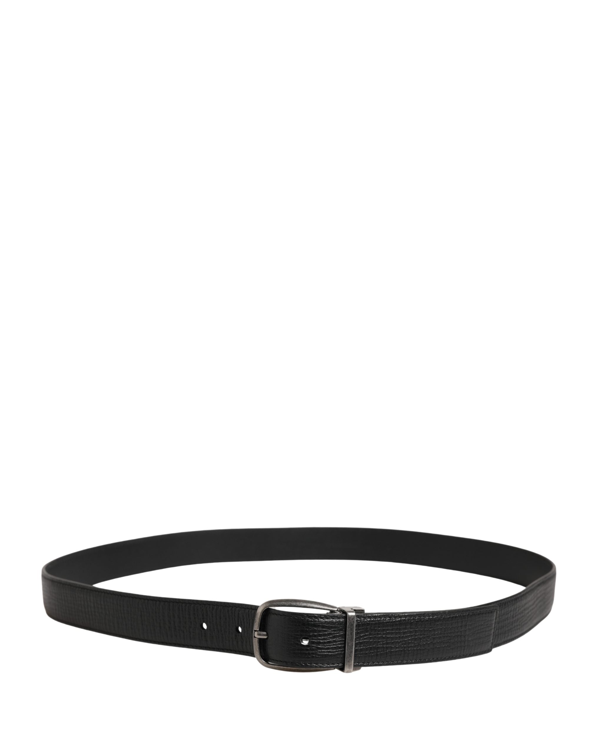 Dolce & Gabbana Herren Schwarzer Klassischer Ledergürtel mit Metallschnalle