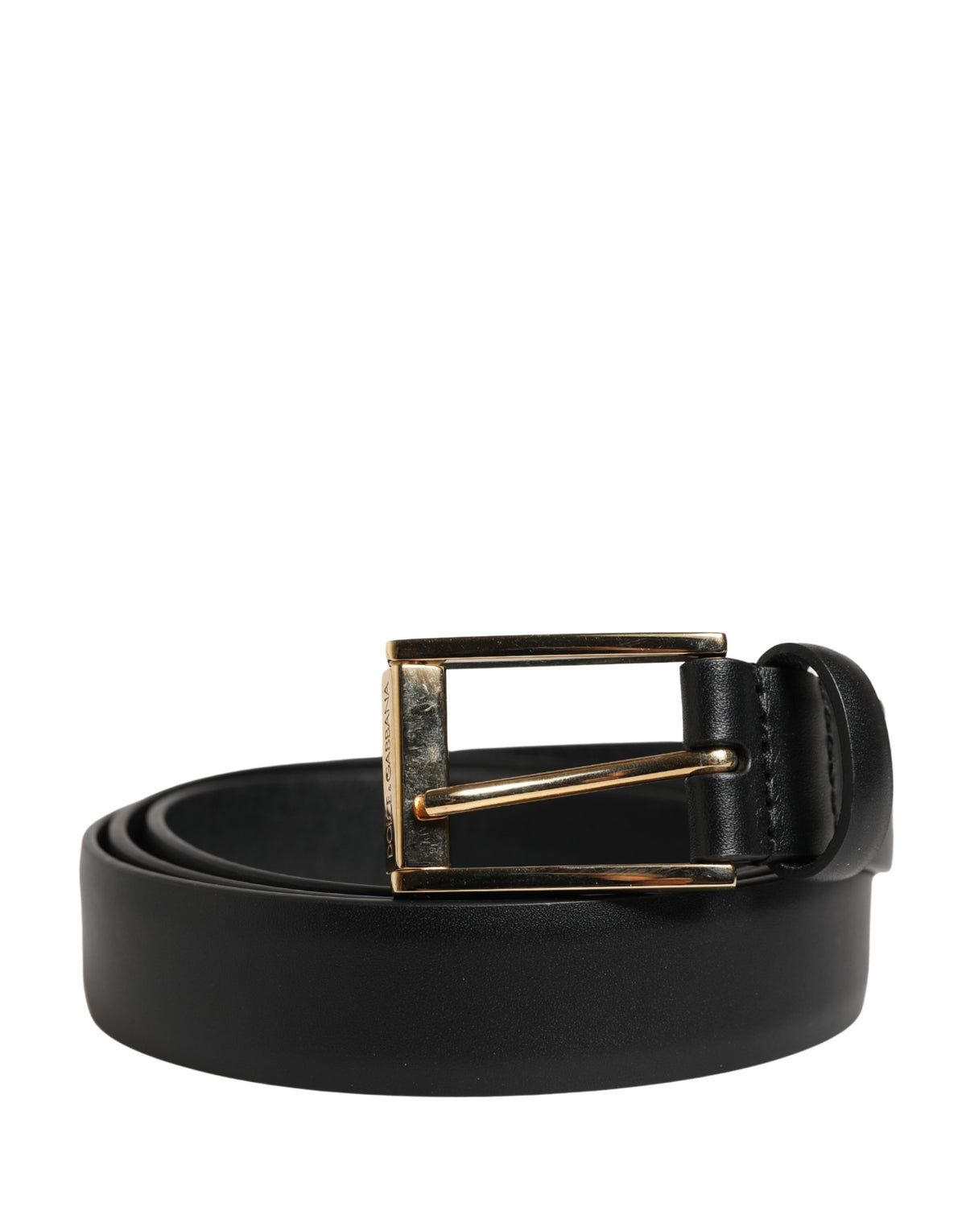 Dolce & Gabbana Herren Schwarzer Klassischer Ledergürtel mit Metallschnalle