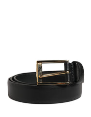 Dolce & Gabbana Herren Schwarzer Klassischer Ledergürtel mit Metallschnalle