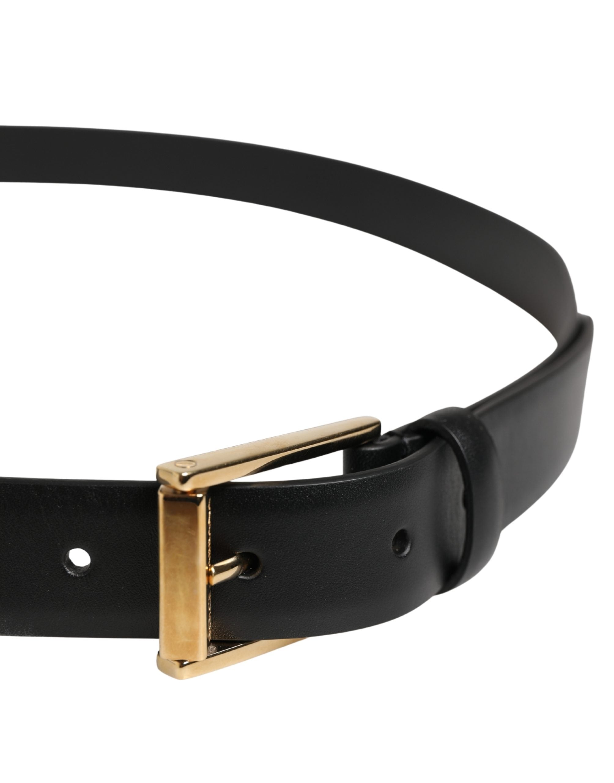 Dolce & Gabbana Herren Schwarzer Klassischer Ledergürtel mit Metallschnalle