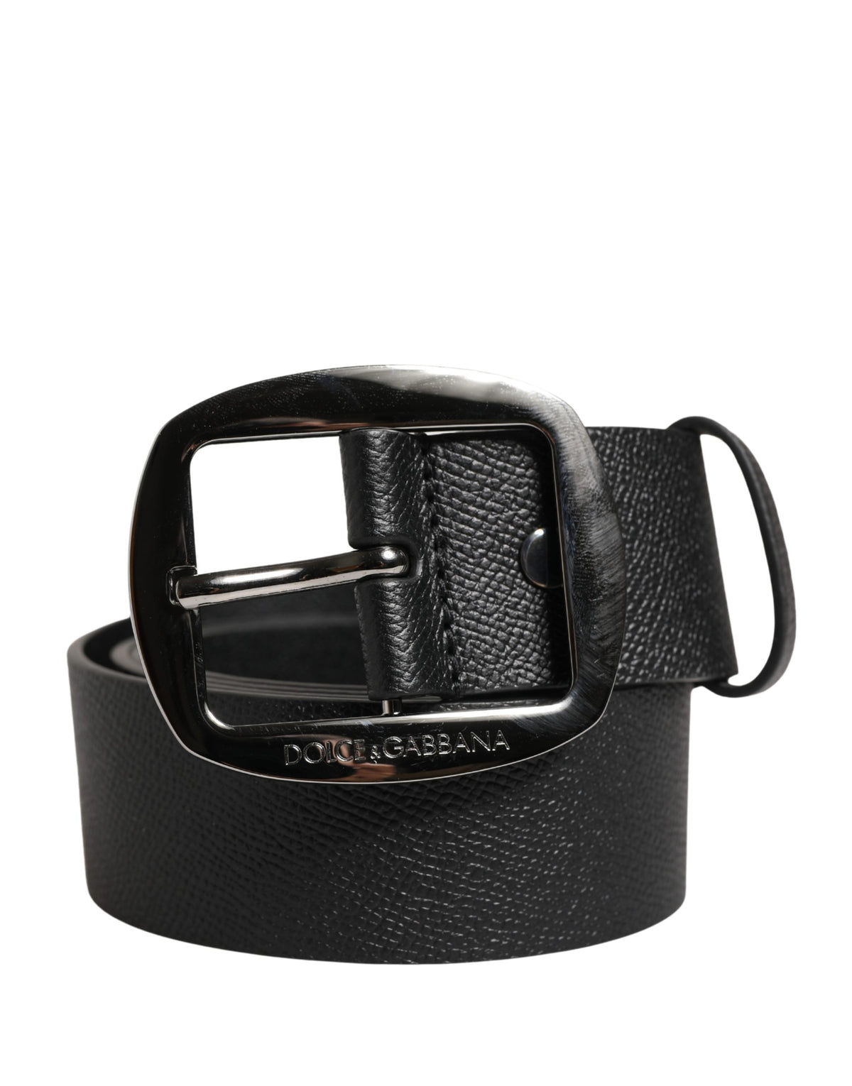 Dolce & Gabbana Herren Schwarzer Klassischer Ledergürtel mit Metallschnalle