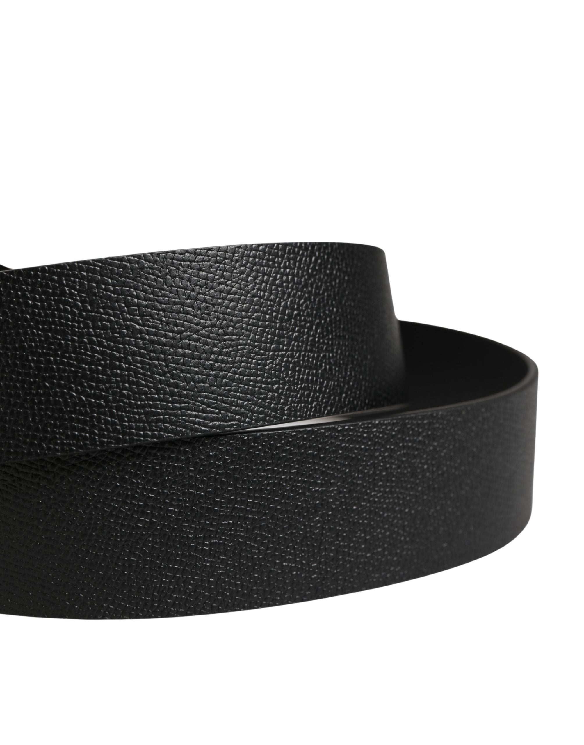 Dolce & Gabbana Herren Schwarzer Klassischer Ledergürtel mit Metallschnalle