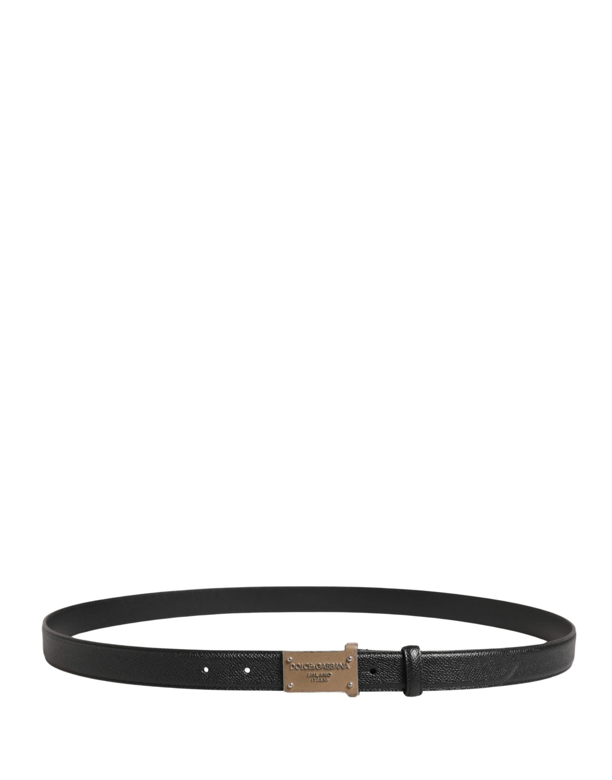 Dolce & Gabbana Herren Gürtel aus schwarzem Kalbsleder mit Metallschnalle und Logo