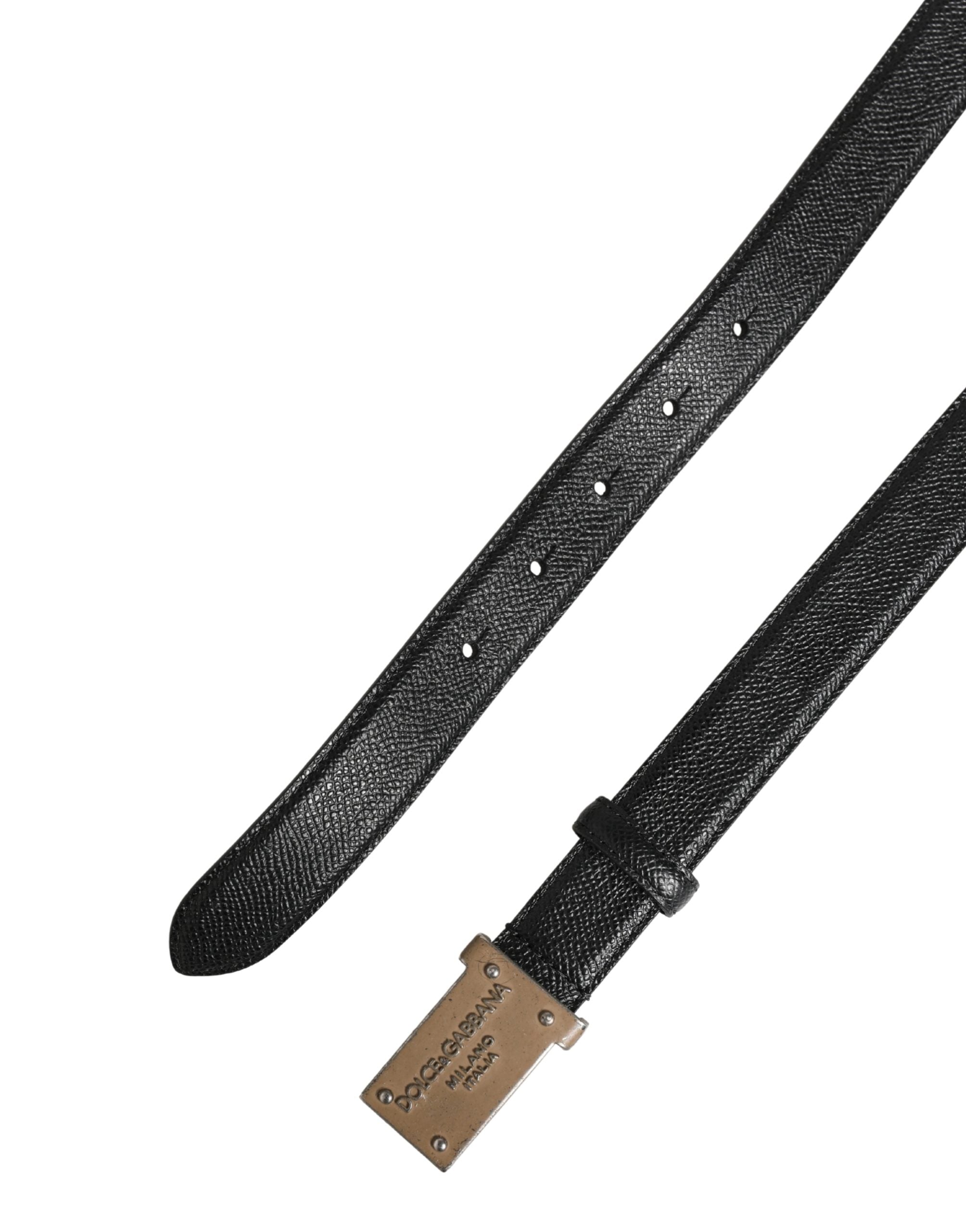 Dolce & Gabbana Herren Gürtel aus schwarzem Kalbsleder mit Metallschnalle und Logo