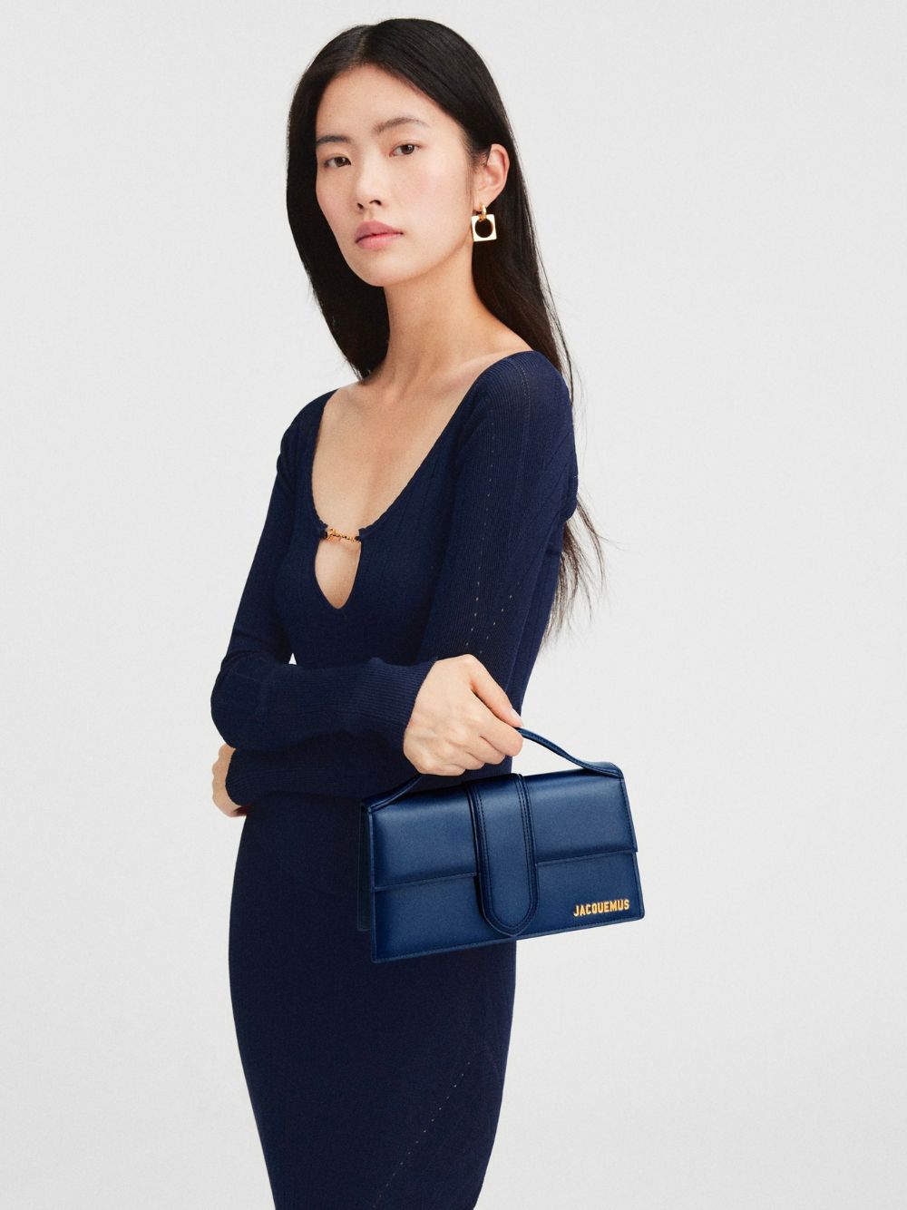 Jacquemus Dunkelblaue Le Grand Bambino Handtasche aus Leder