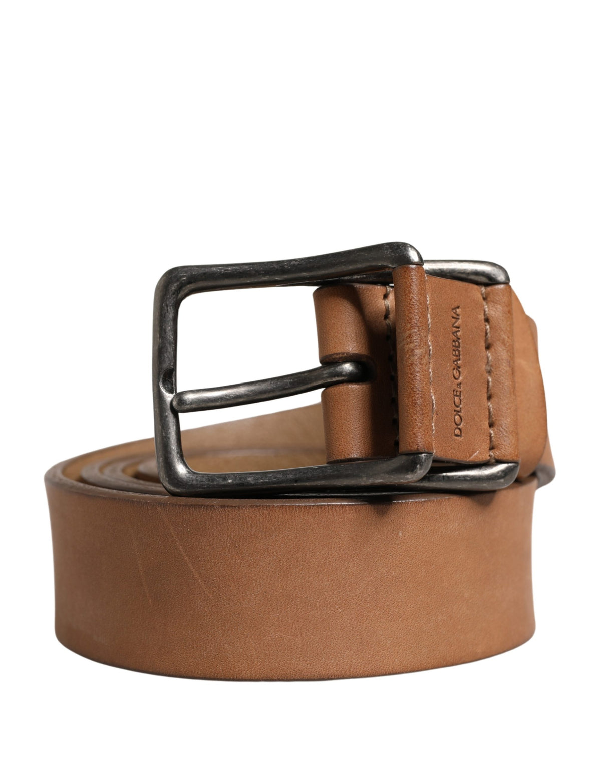 Dolce & Gabbana Herren brauner Ledergürtel mit klassischer Metallschnalle