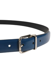 Dolce & Gabbana Heren Blauwe Klassieke Leren Metalen Gesp Riem