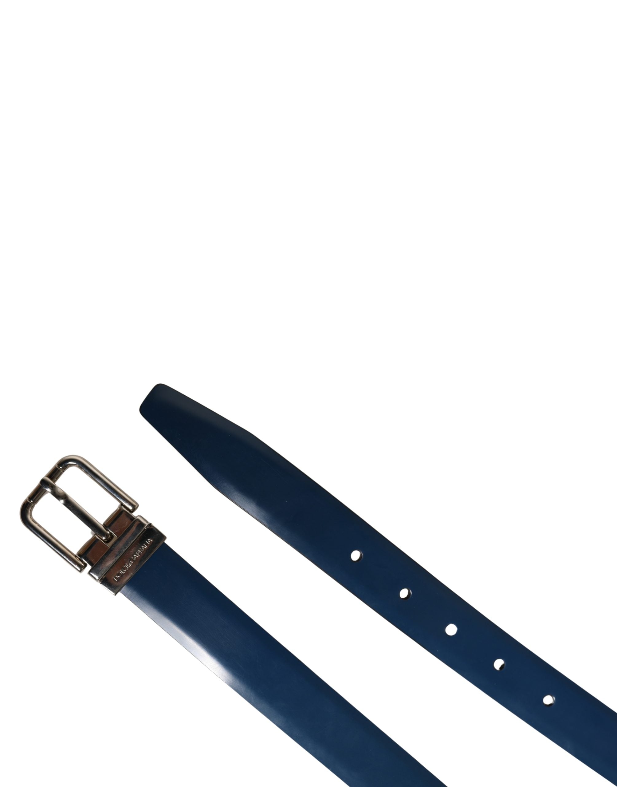 Dolce & Gabbana Heren Blauwe Klassieke Leren Metalen Gesp Riem