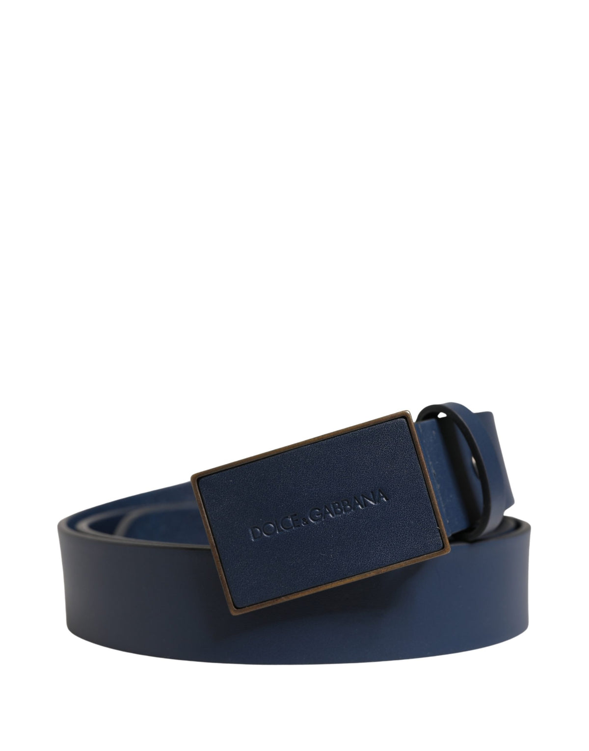Dolce & Gabbana Herren Gürtel aus blauem Kalbsleder mit Metallschnalle und Logo