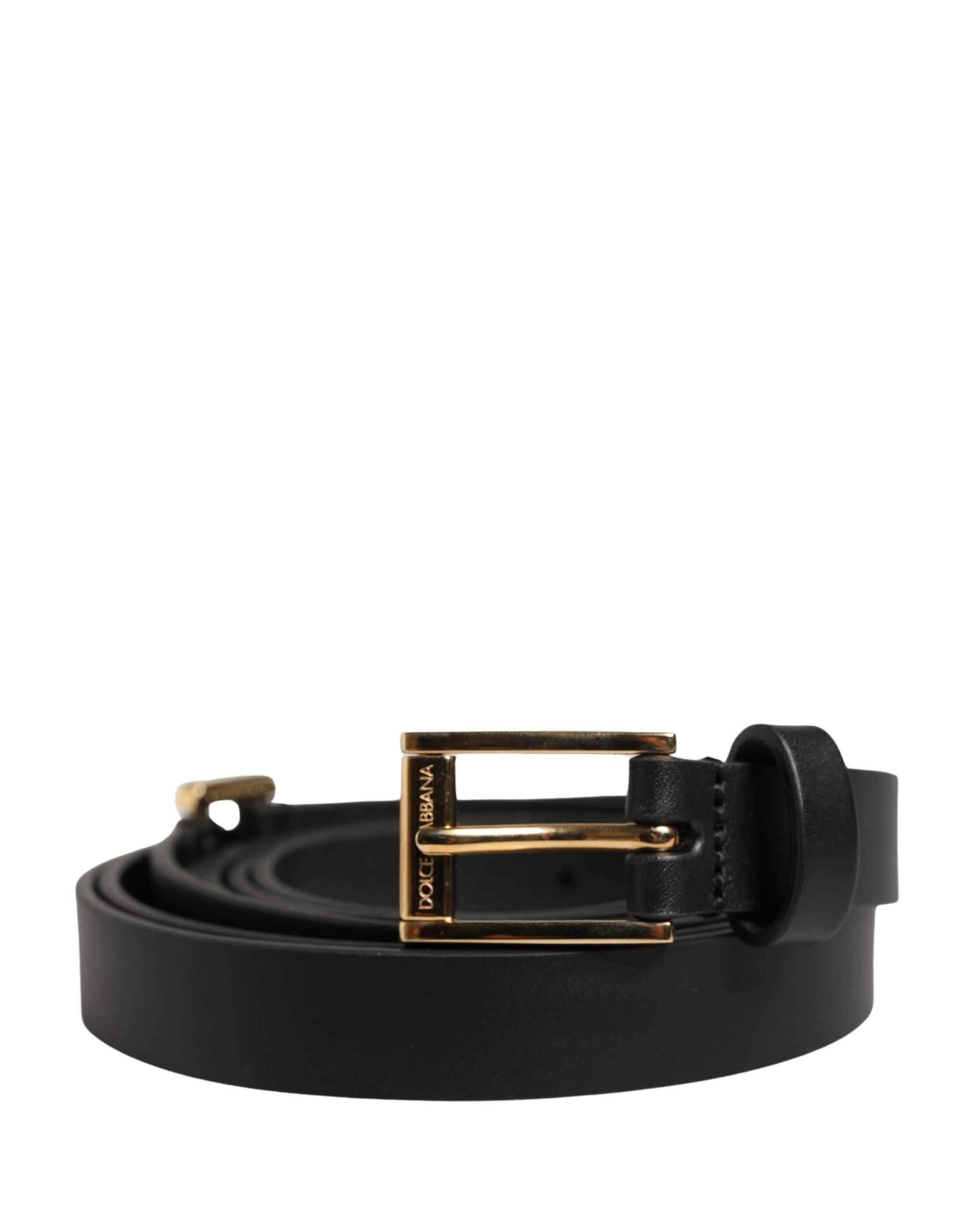 Dolce & Gabbana Herren Gürtel aus schwarzem Leder mit klassischer Metallschnalle