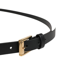 Dolce & Gabbana Herren Gürtel aus schwarzem Leder mit klassischer Metallschnalle